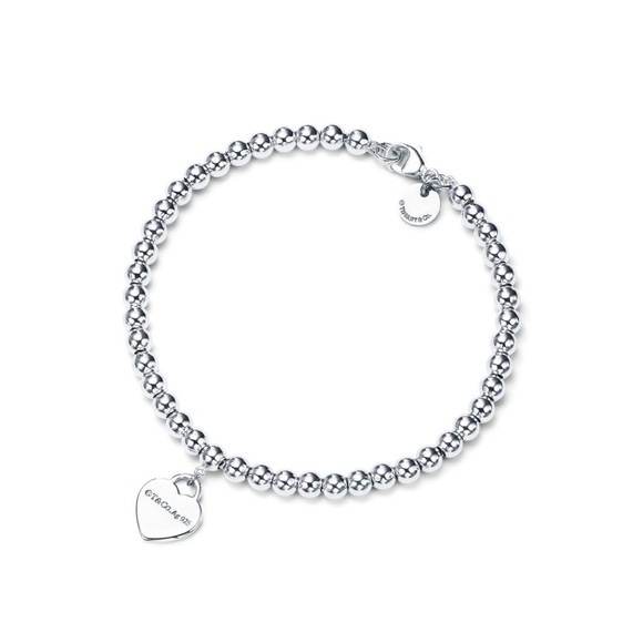 Tiffany & Co heart tag bead bracelet in silver - Picture 2 of 4